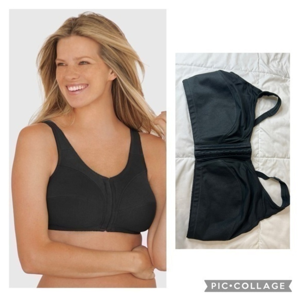 Comfort Choice Women's Plus Size Cotton Front-Close Wireless Bra Size 46DD